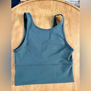 Lululemon Longline V-Neck Sports Bra Green Yoga Athletic Training Top Womens